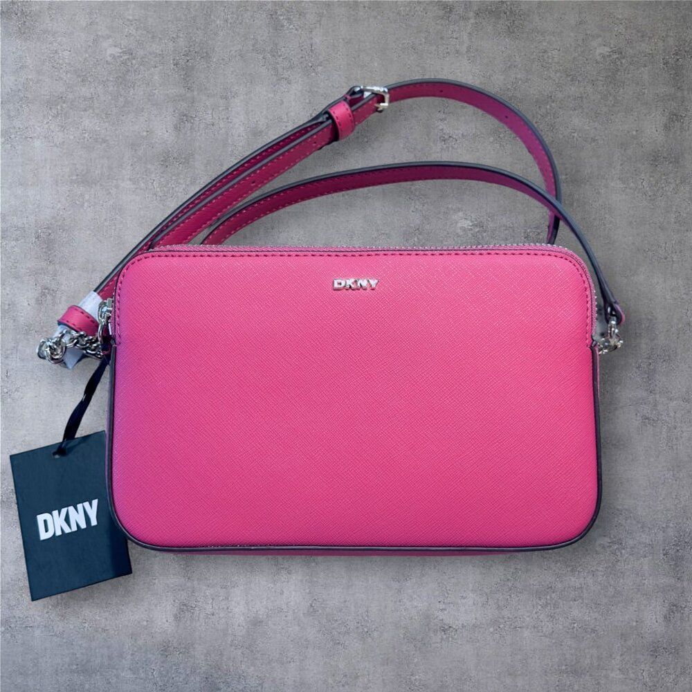 DKNY Crossbody Bag Pink/Fuchsia Victoria Double Zip Crossbody NWT